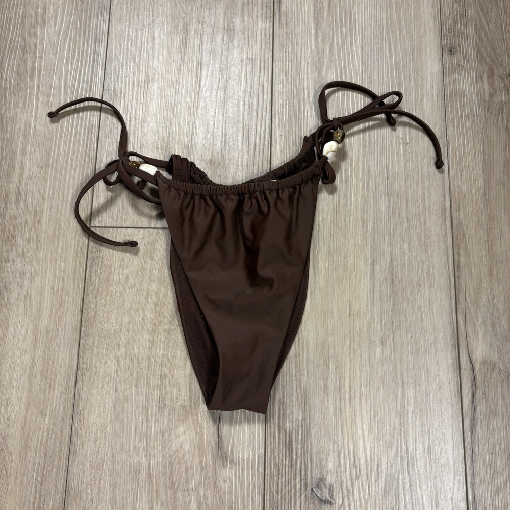 Abercrombie & Fitch Women's Brown Bikini Swim Suit Small Tie Shells - Picture 1 of 5